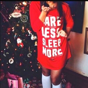 PINK Victoria's Secret Care Less Sleep More Tunic Pajamas T Shirt Medium